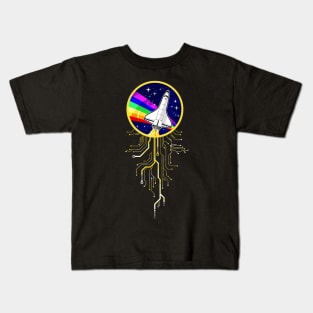 NASA Rainbow Space Flight Circuits Badge Kids T-Shirt